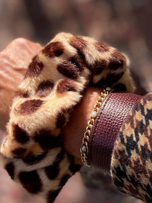 Gorgeous animal print faux fur scrunchies
