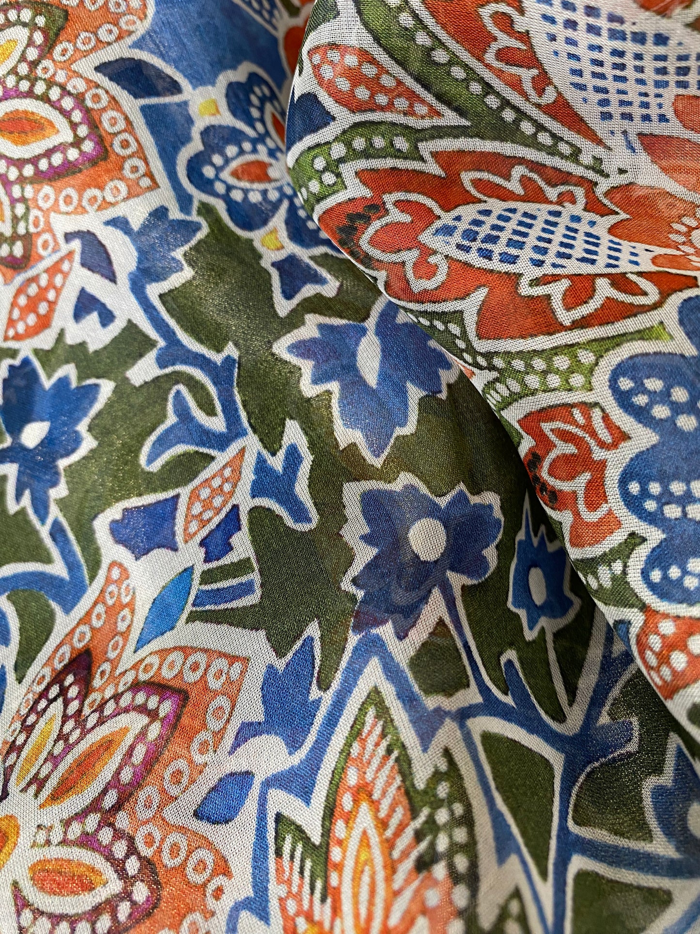 Modern paisley designer silk scrunchie - full