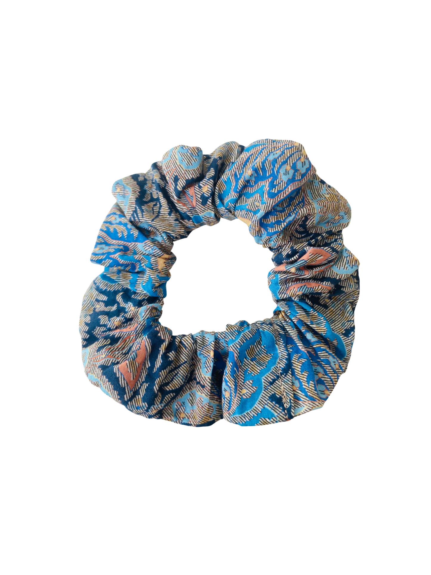 Blue paisley Liberty Tana Lawn scrunchie - skinny