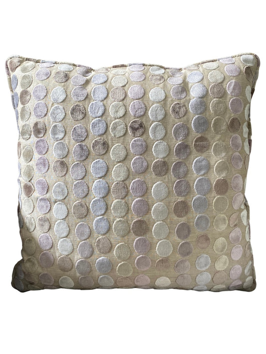Muted velvet pastel circles cushion