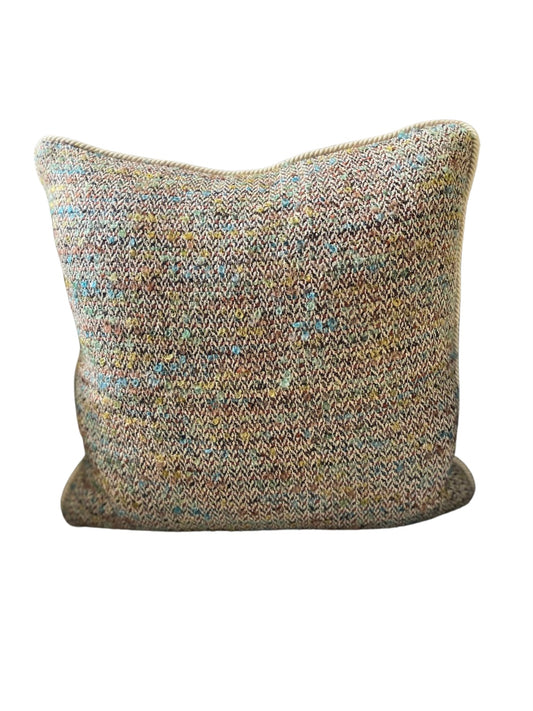 Woven tweed look cushion with silk