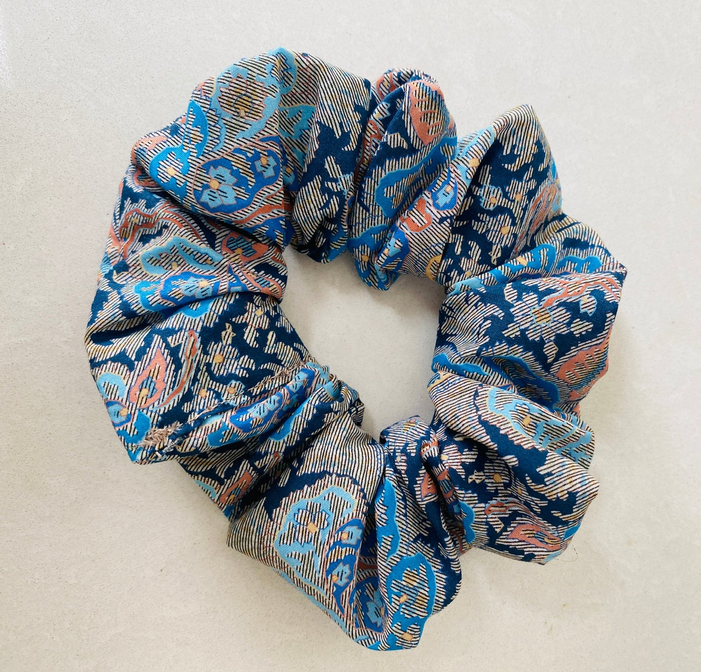 Blue paisley Liberty Tana Lawn cotton scrunchie - slim