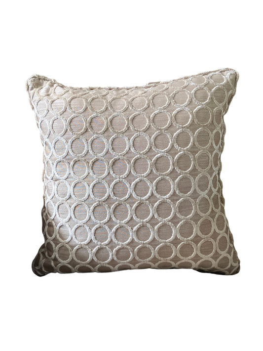 Luxury taupe cut pile velvet circle cushion