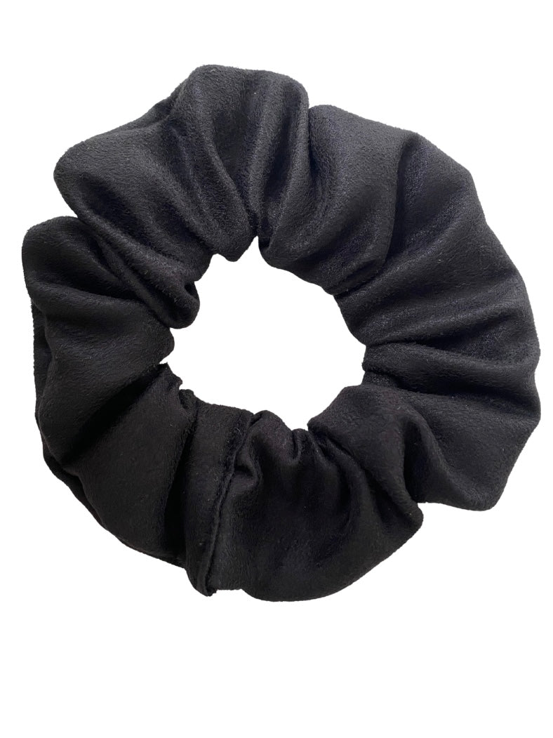 Faux suede scrunchie in black- slim