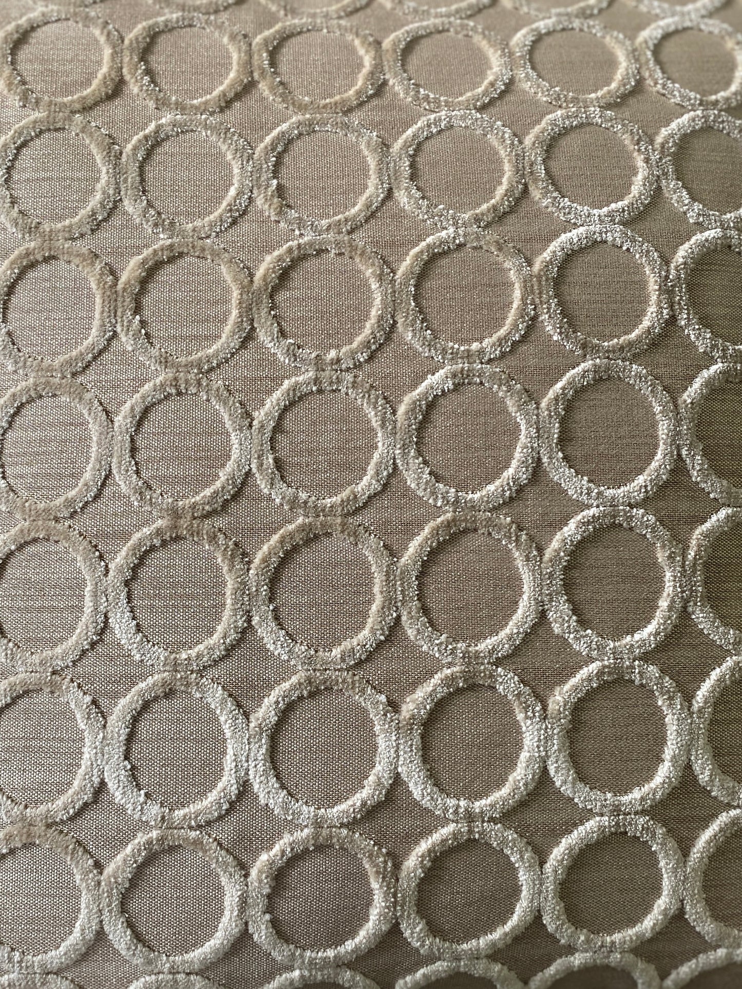 Luxury taupe cut pile velvet circle cushion