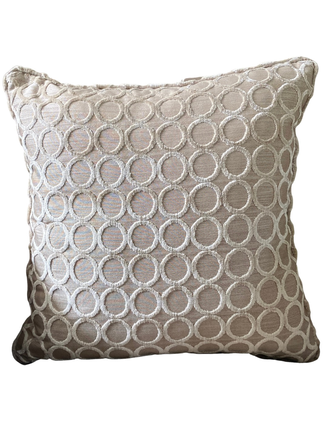 Luxury taupe cut pile velvet circle cushion