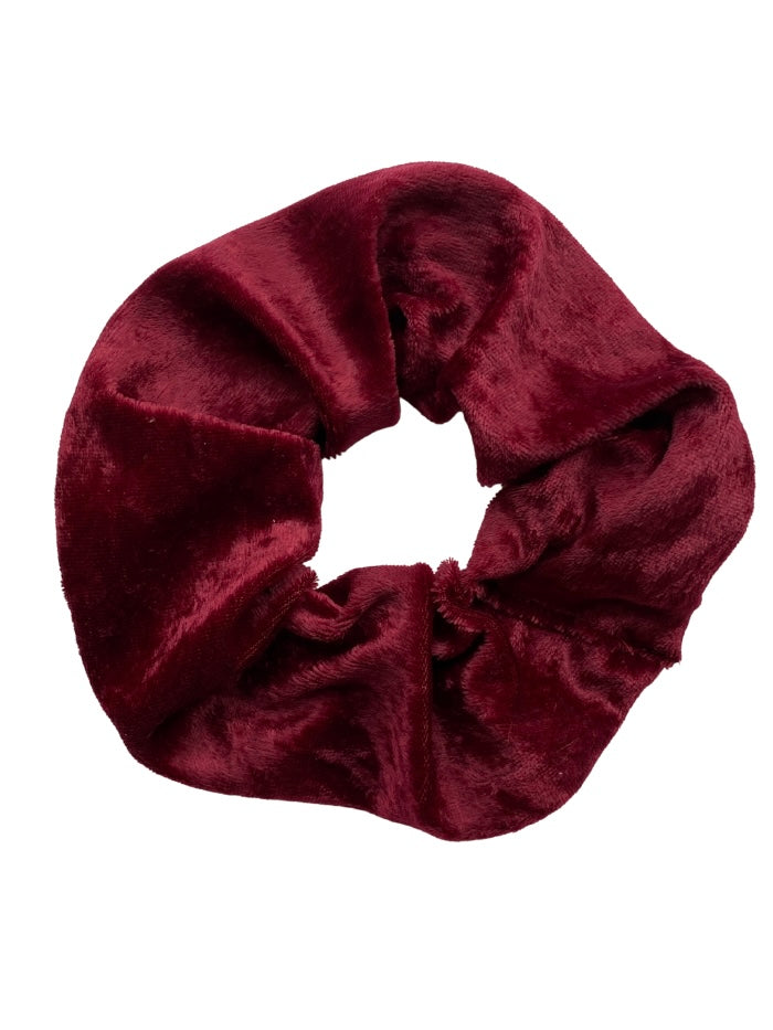 Burgundy crushed velvet scrunchie
