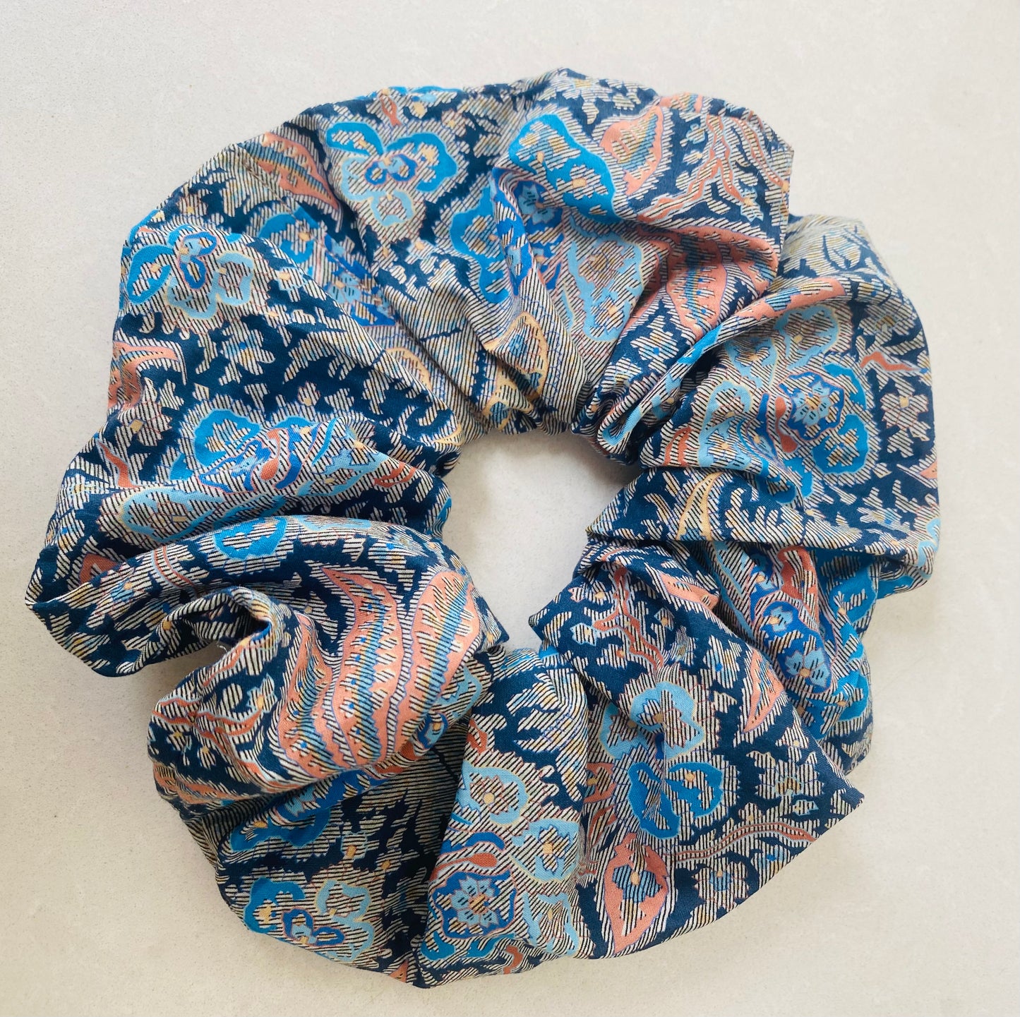 Blue paisley Liberty Tana Lawn cotton scrunchie - full