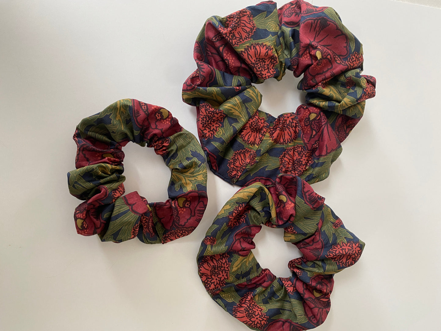 Richly jewel coloured Liberty Tana Lawn scrunchie - skinny