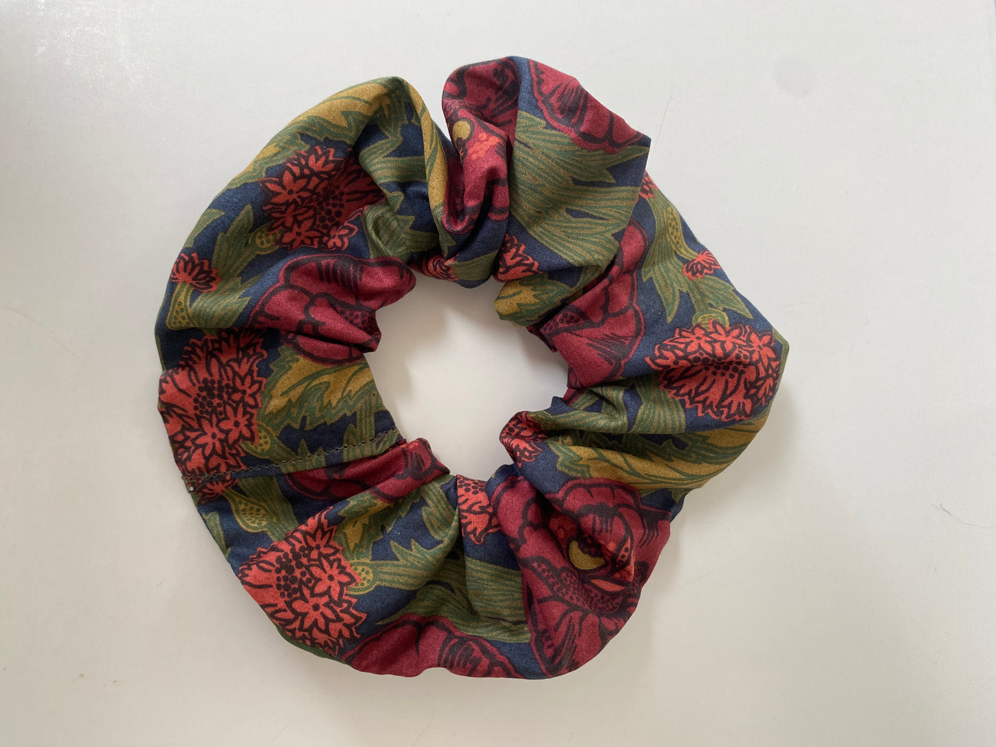Richly jewel coloured Liberty Tana Lawn scrunchie - slim