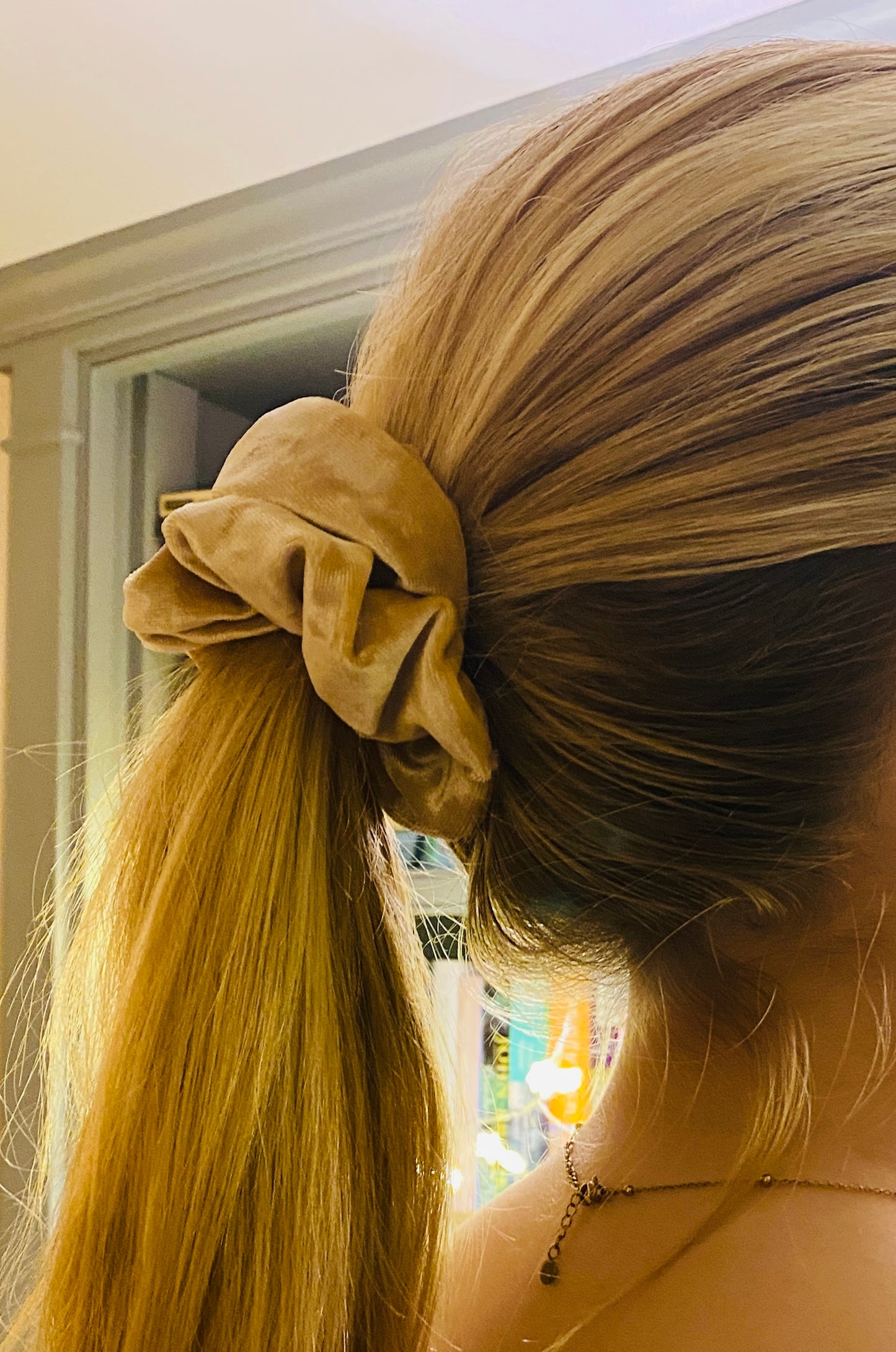Gold crushed velvet scrunchie