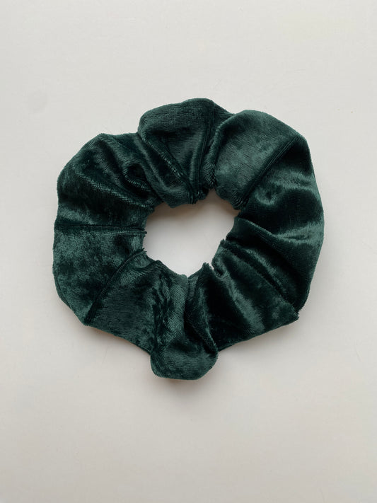 Dark green crushed velvet scrunchie