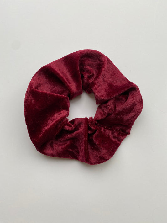 Burgundy crushed velvet scrunchie