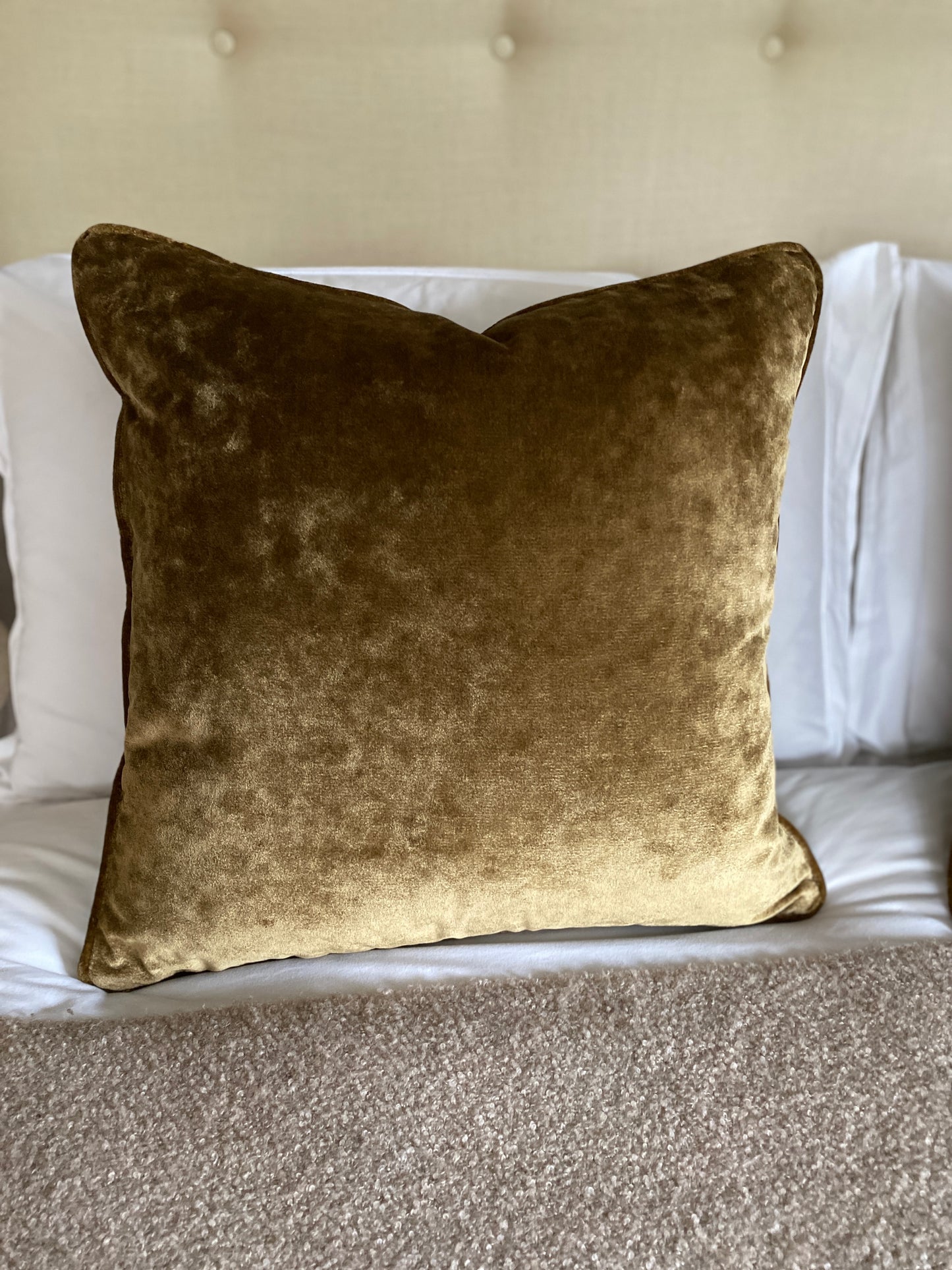 Antique gold Mulberry Home velvet cushion