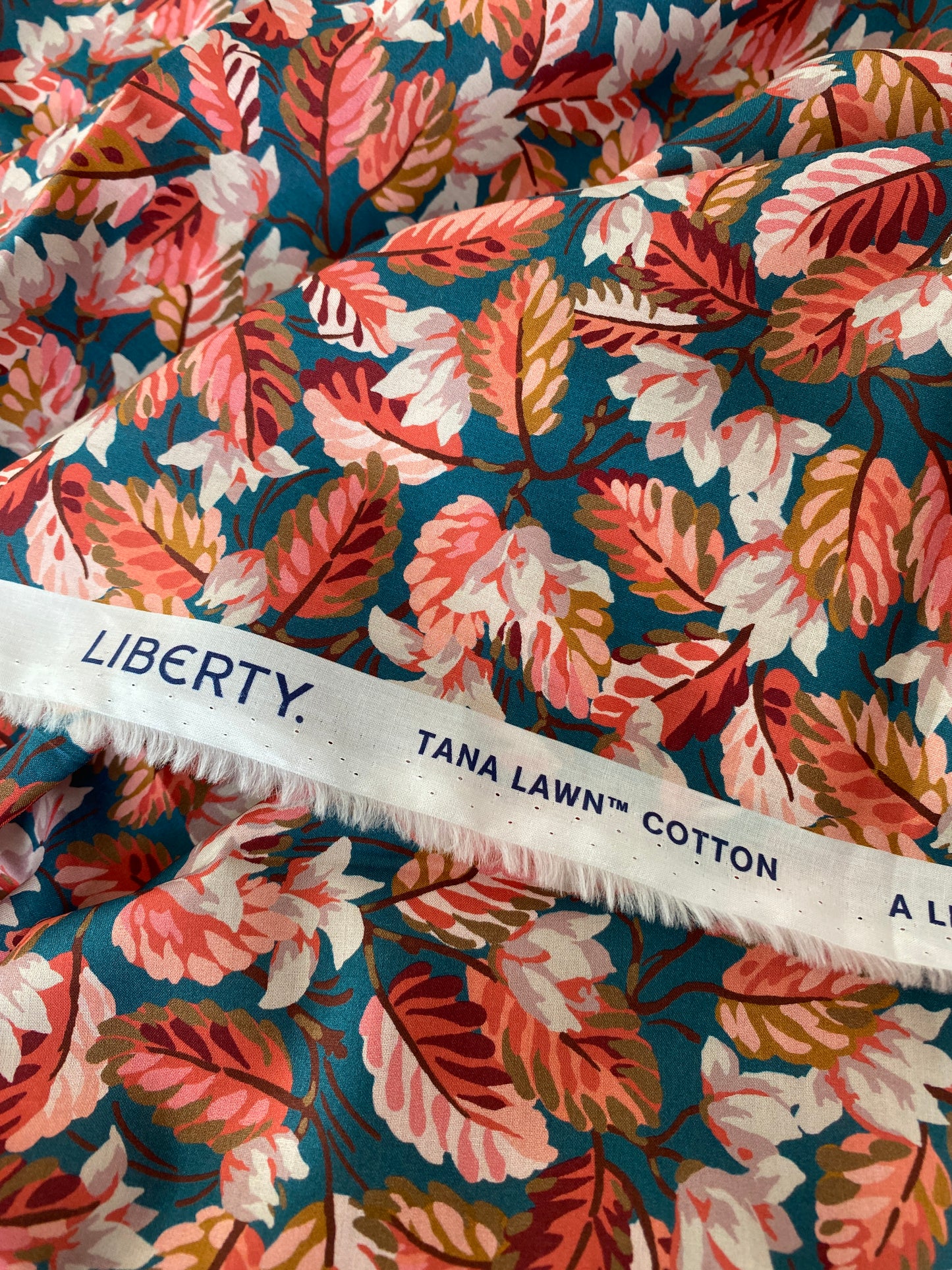 Autumnal leaf Liberty print scrunchie - skinny