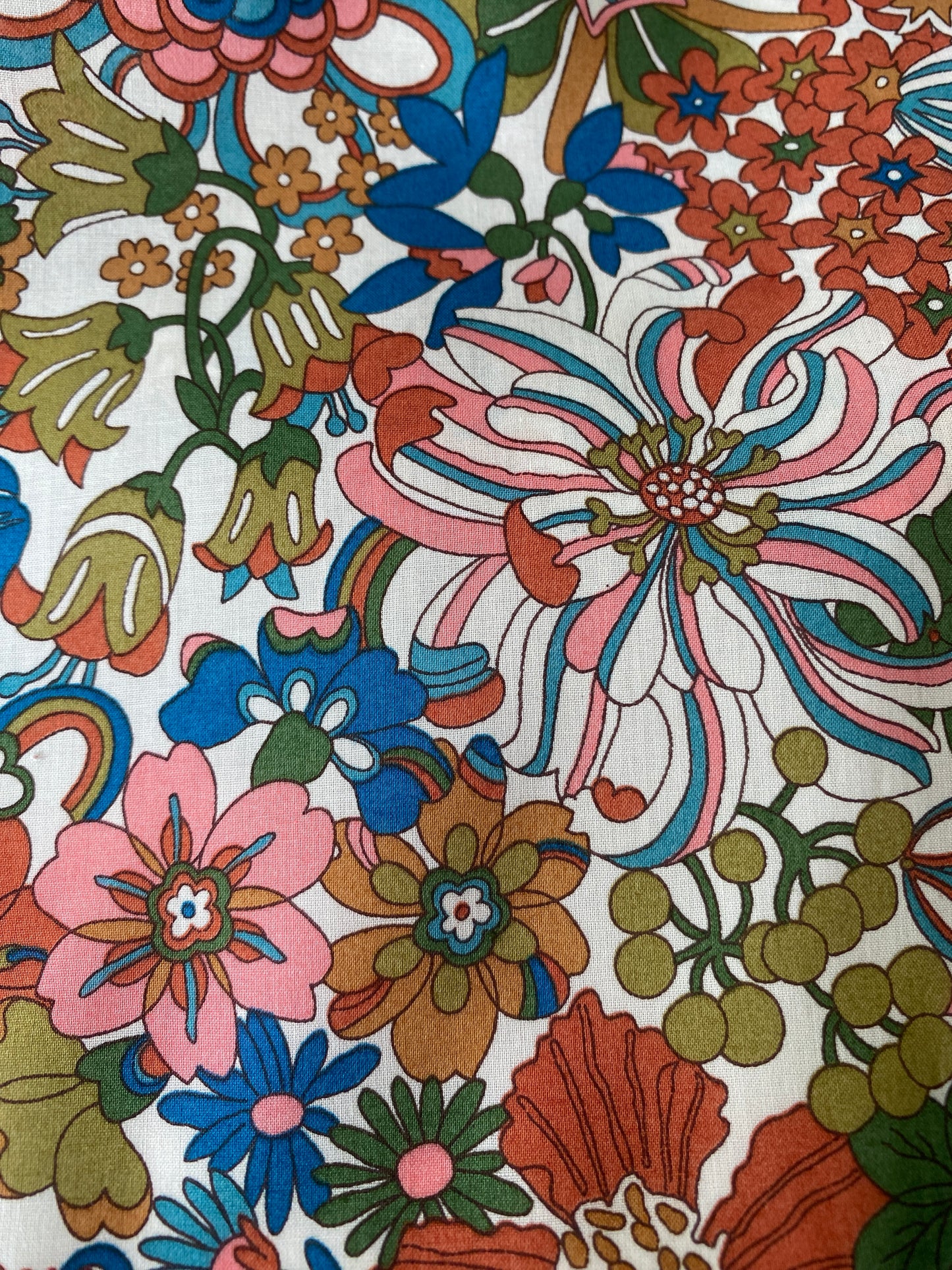 Retro colour palette floral motif Liberty design scrunchie - full