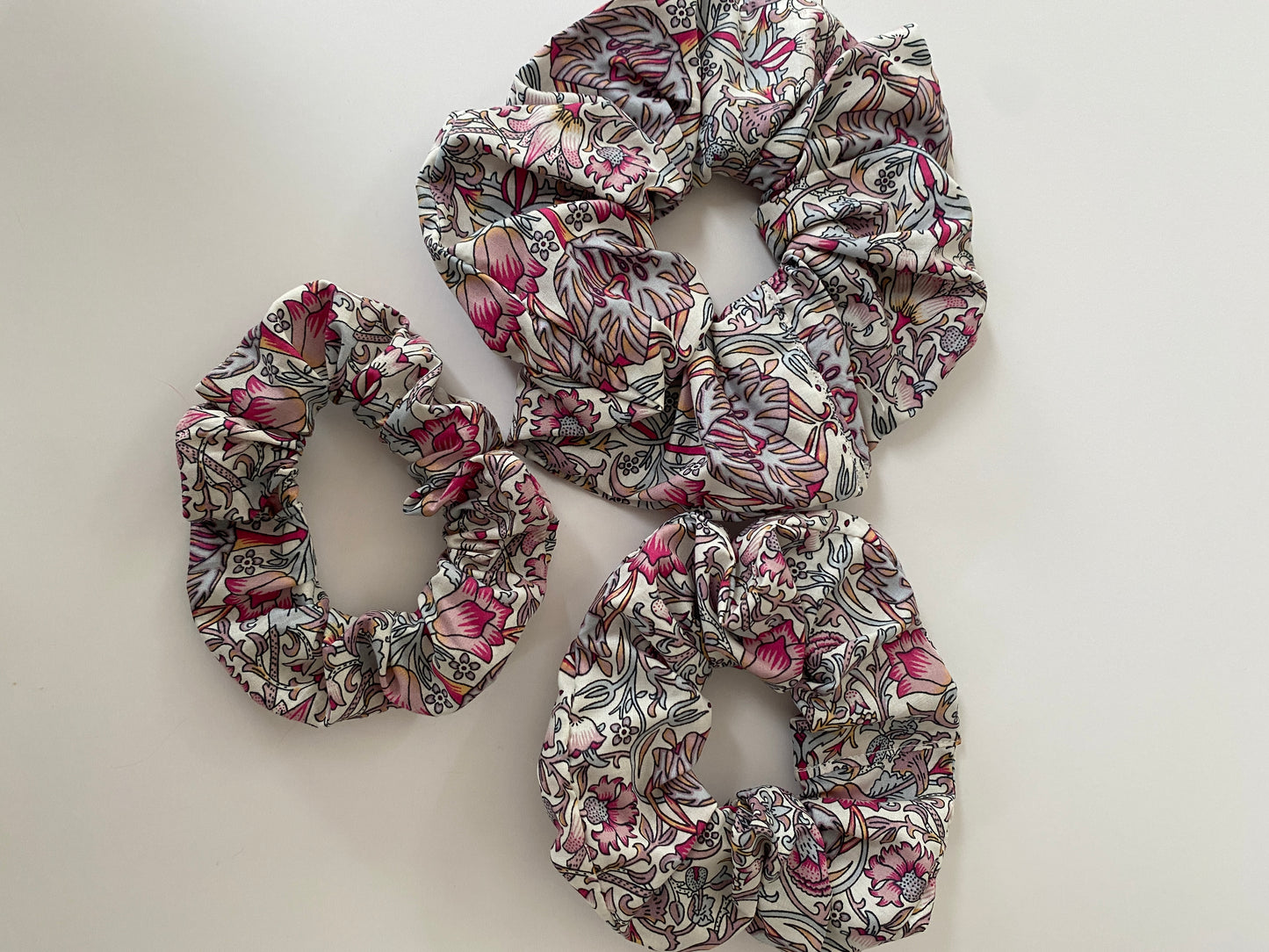 Understated Liberty print scrunchie in dainty colours - full