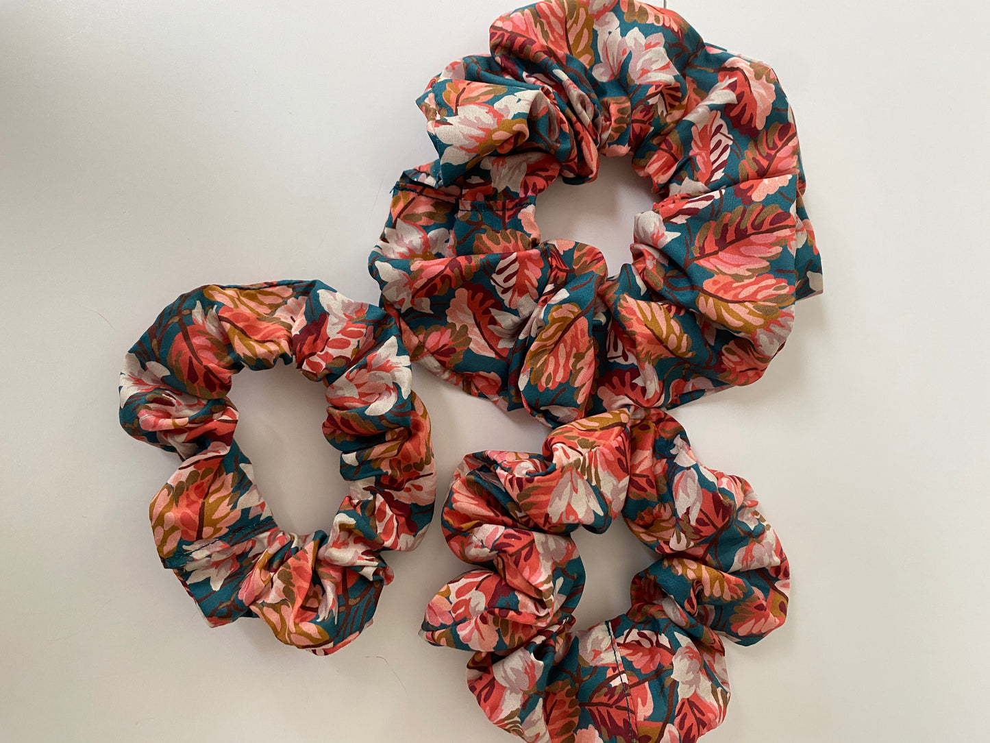 Autumnal leaf Liberty print scrunchie - slim