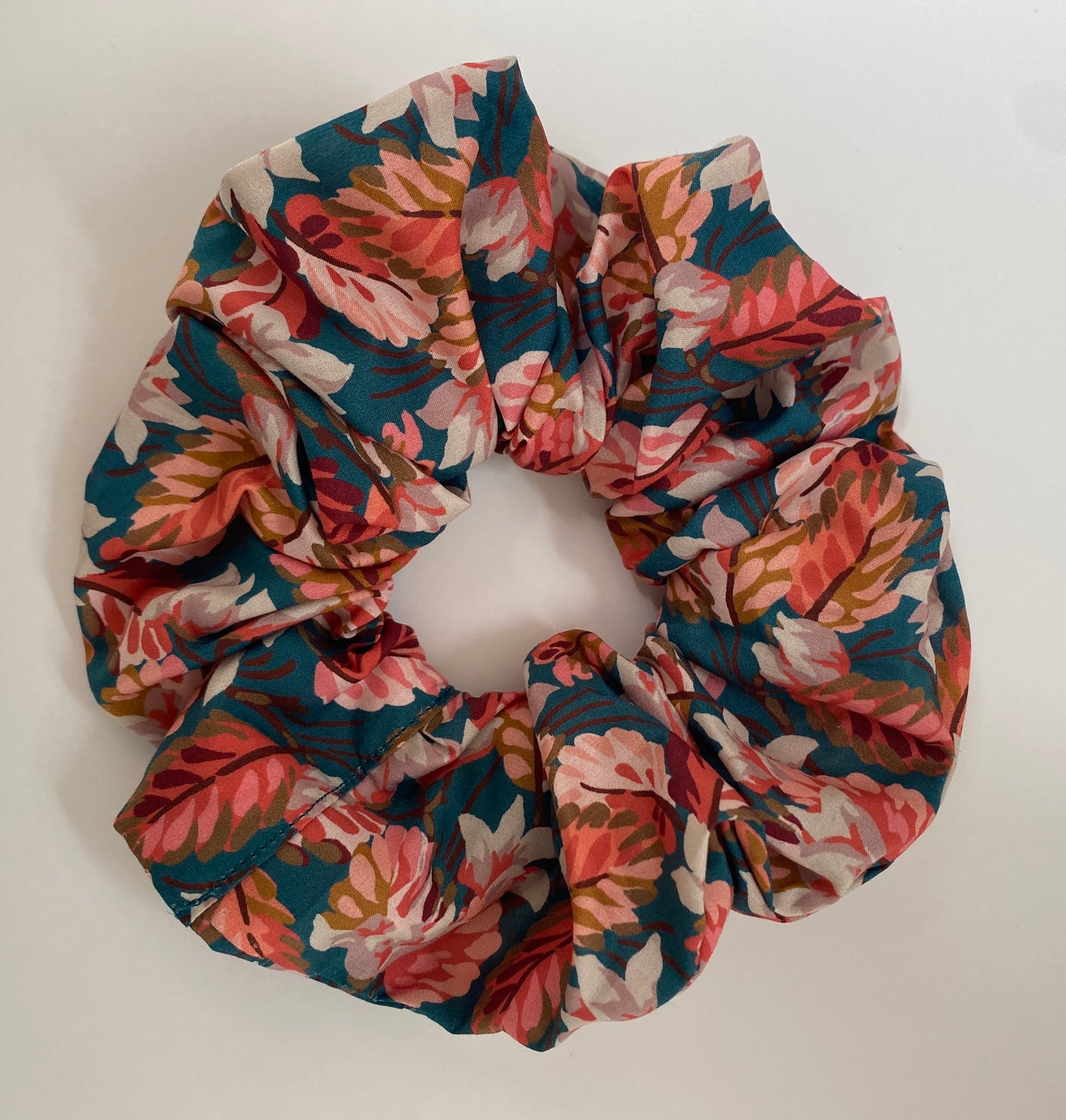 Autumnal leaf Liberty print scrunchie - full