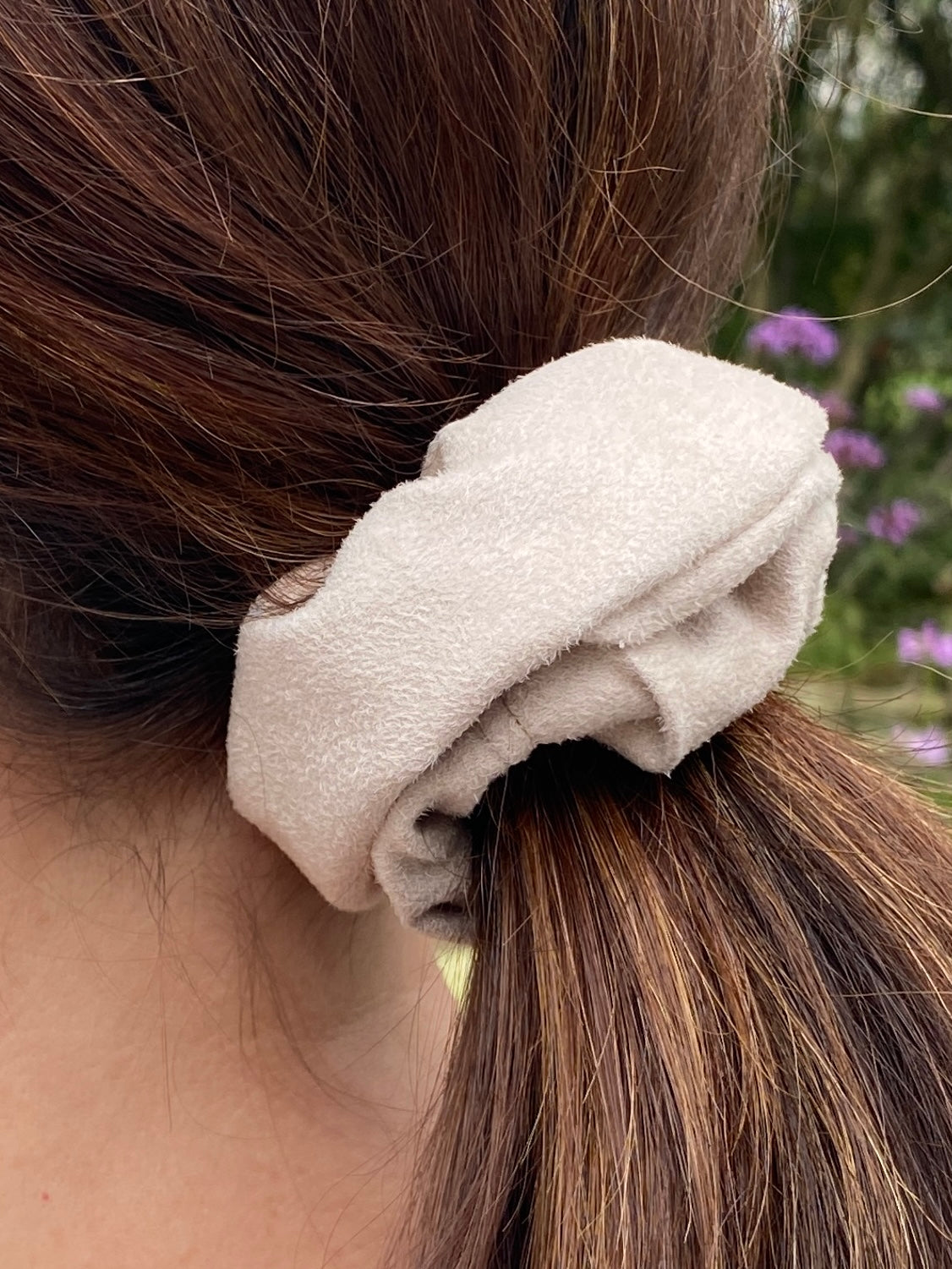 Faux suede scrunchie in stone - slim