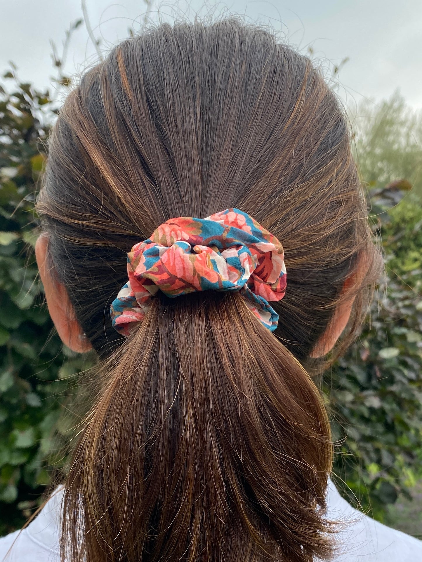 Autumnal leaf Liberty print scrunchie - skinny