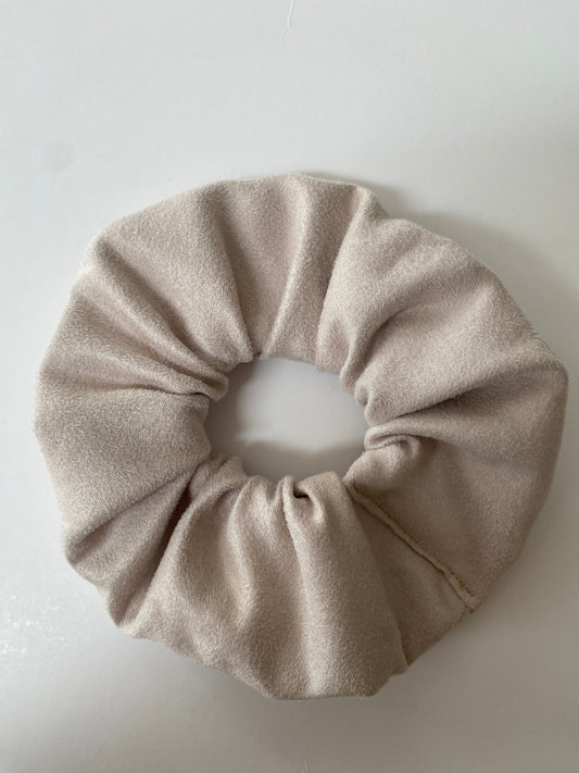 Faux suede scrunchie in stone - full