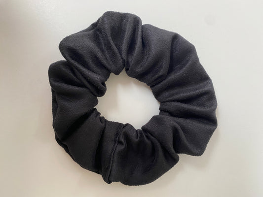 Faux suede scrunchie in black- slim