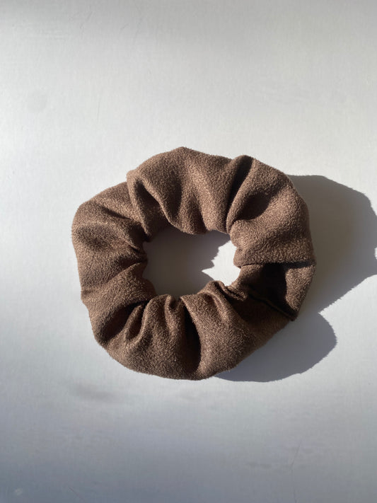 Faux suede scrunchie in chocolate - slim