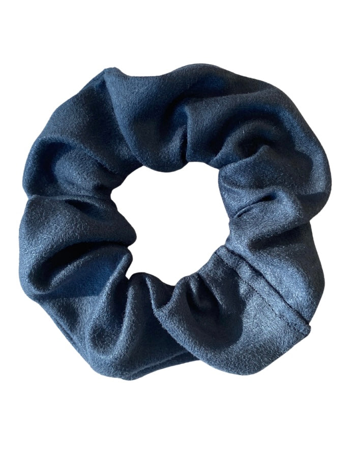 Faux suede scrunchie in denim - slim