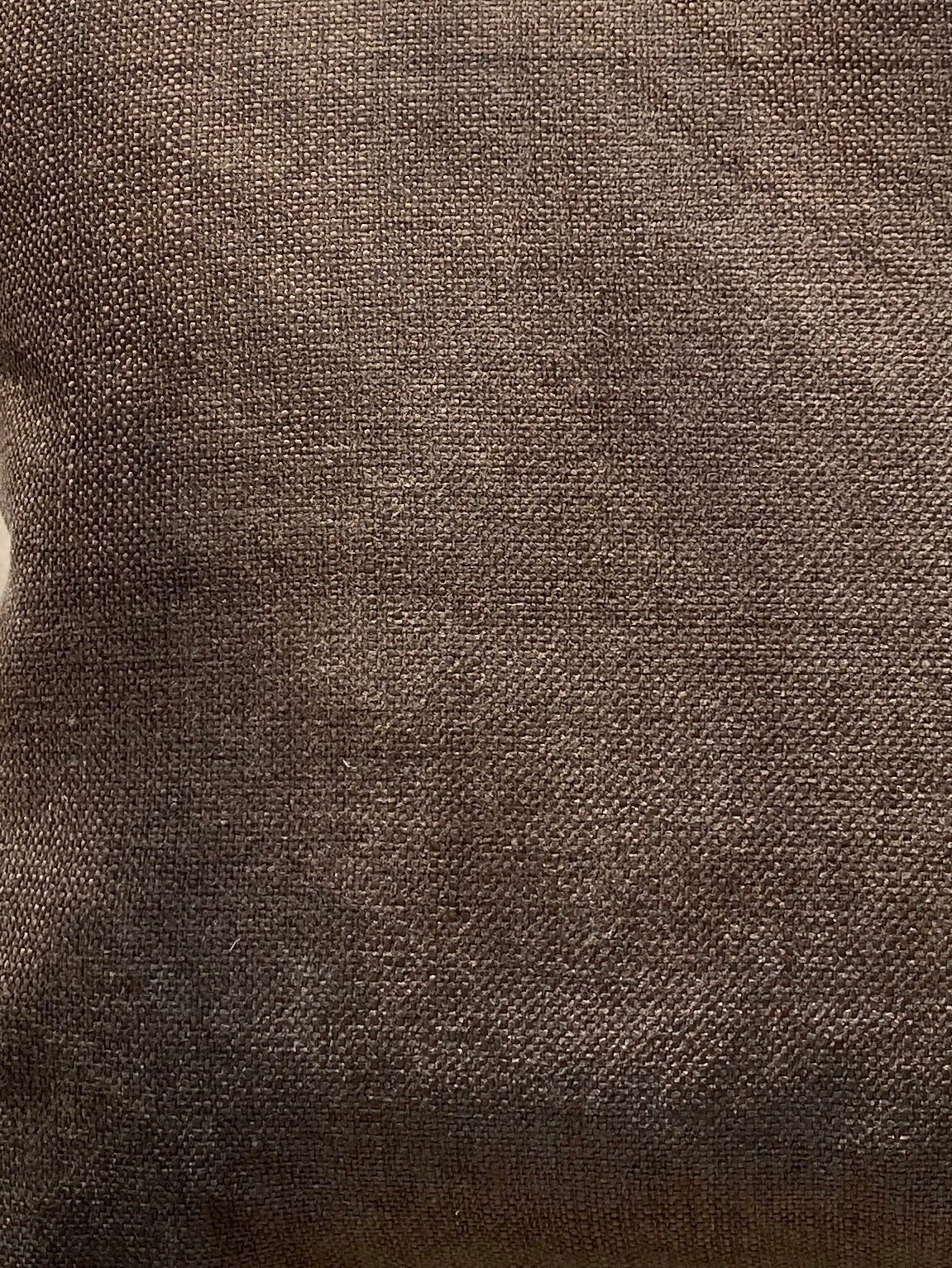 Chocolate brown woven chenille cushion with natural cord trimming