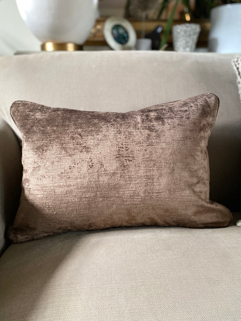 Luxury nut brown velvet cushion