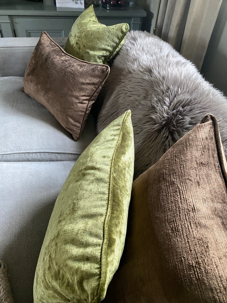 Luxury nut brown velvet cushion