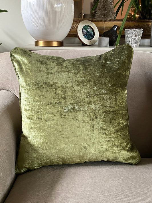 Luxury chartreuse velvet cushion