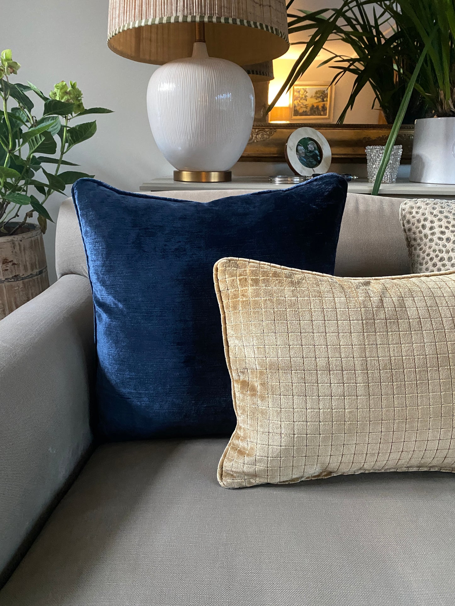 Luxury navy velvet cushion