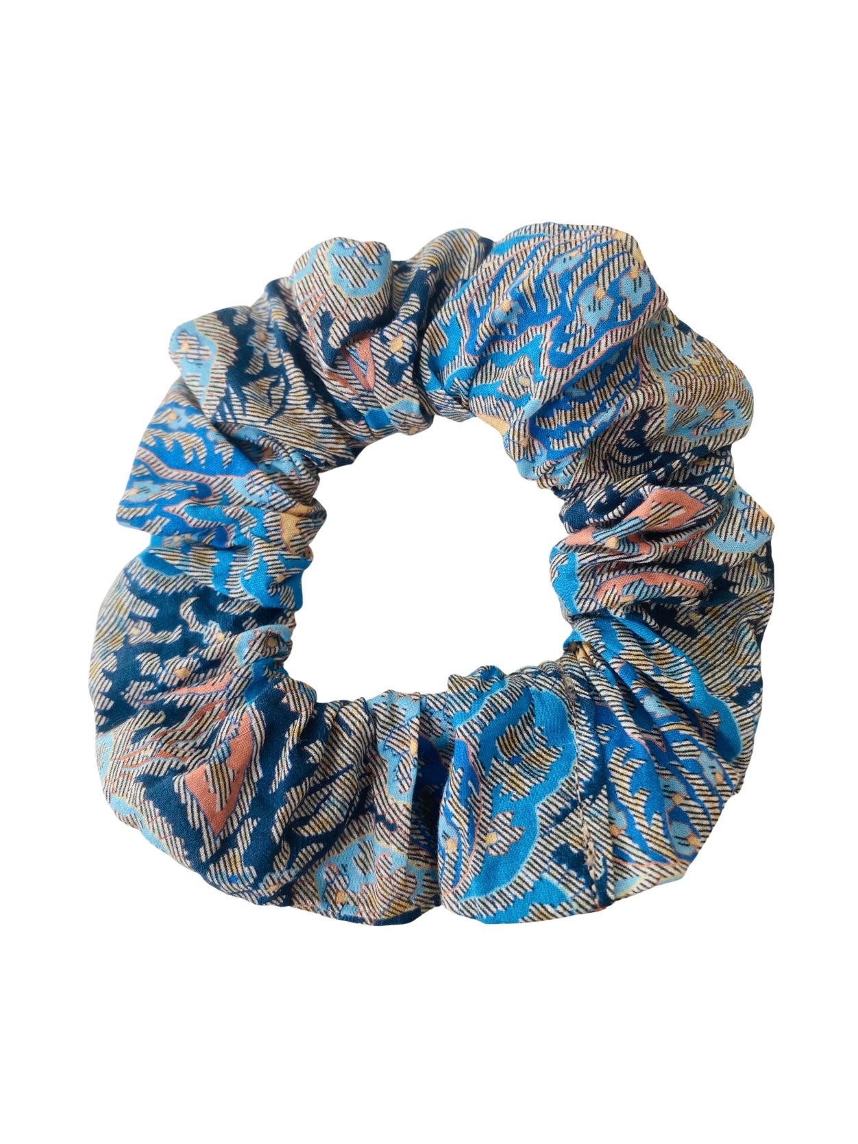 Blue paisley Liberty Tana Lawn cotton scrunchie - slim