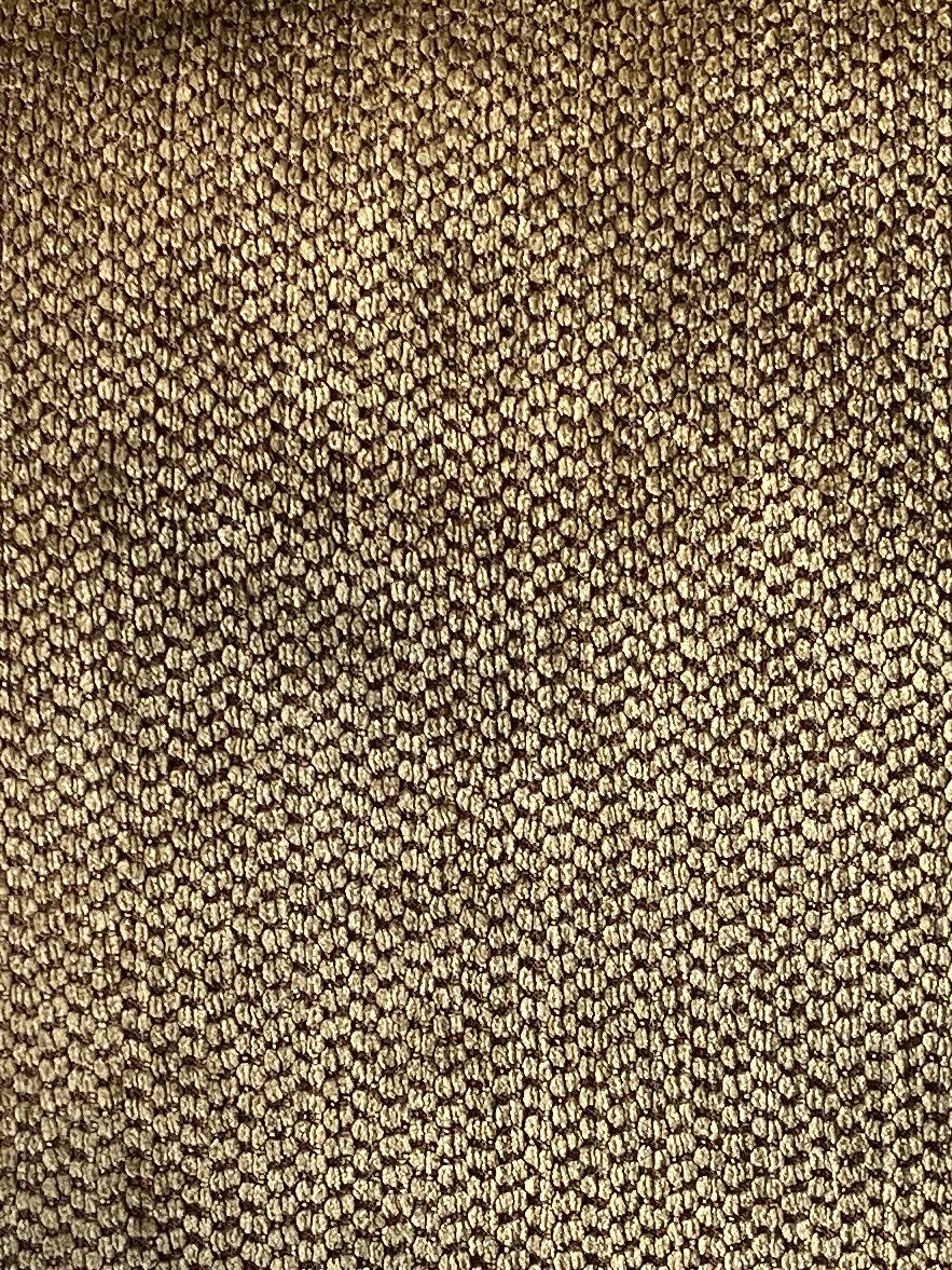 Antique gold chenille cushion with burgundy cord trim