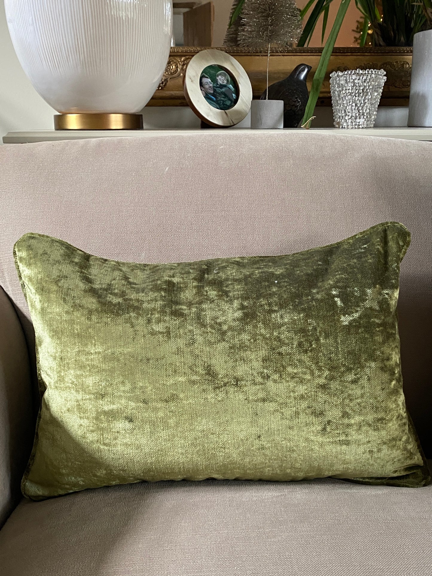 Luxury chartreuse velvet cushion