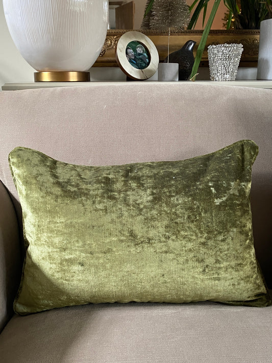 Luxury chartreuse velvet cushion