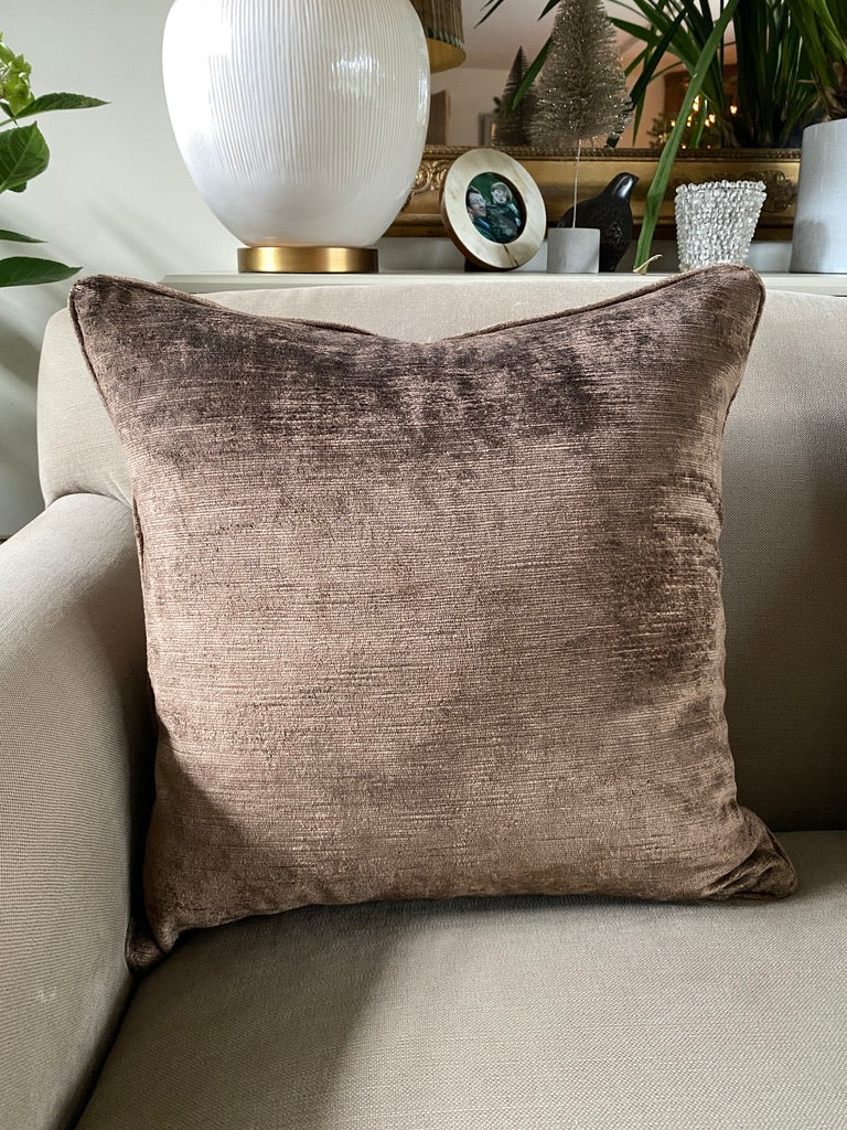 Luxury nut brown velvet cushion