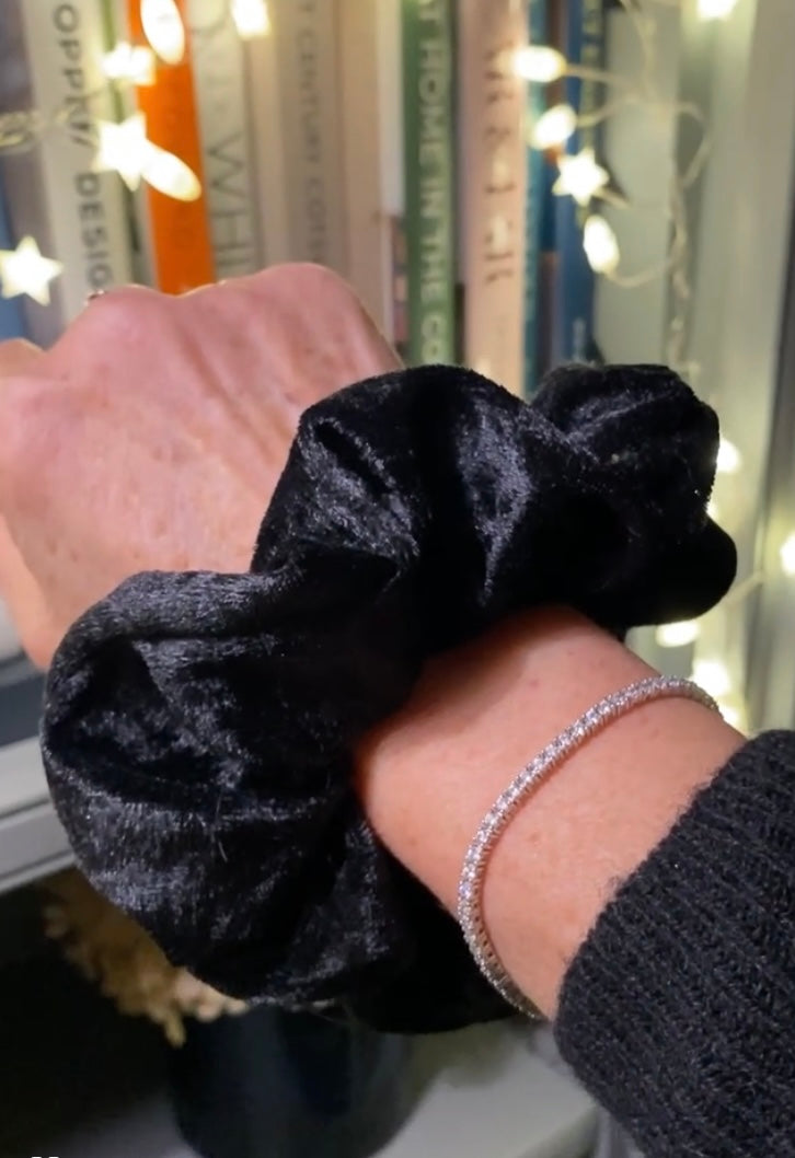 Black crushed velvet scrunchie