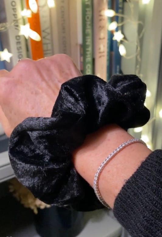 Black crushed velvet scrunchie