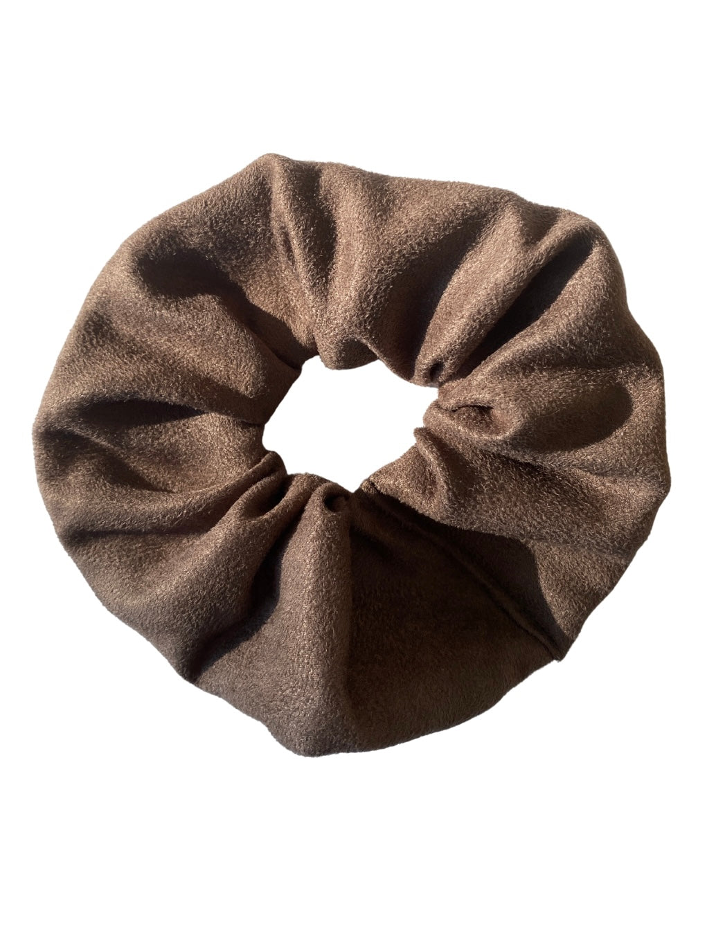 Faux suede scrunchie in chocolate - full
