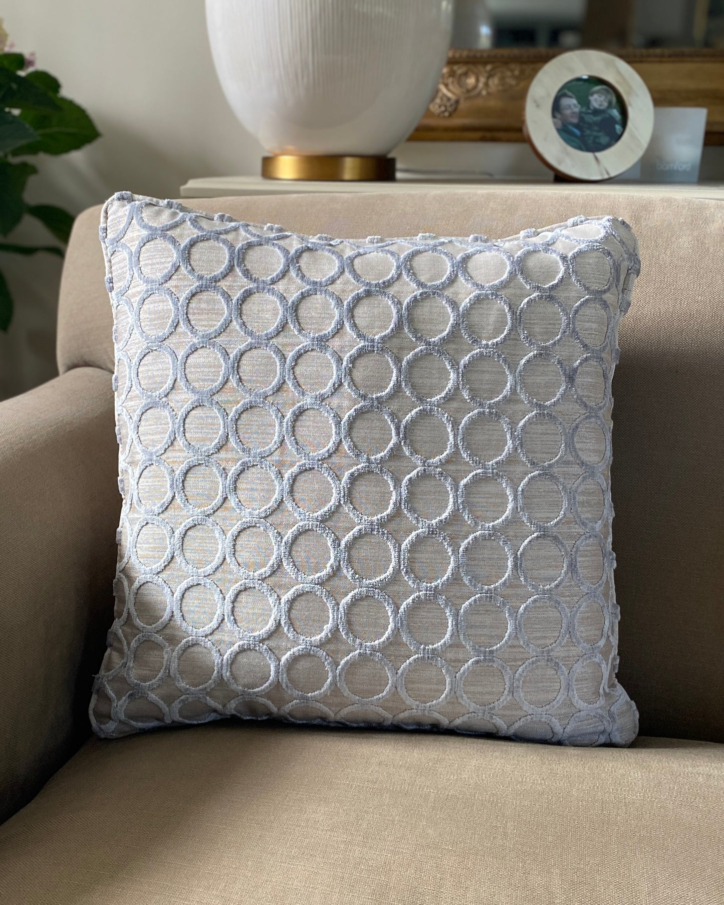 Luxury silver grey cut pile velvet cushion
