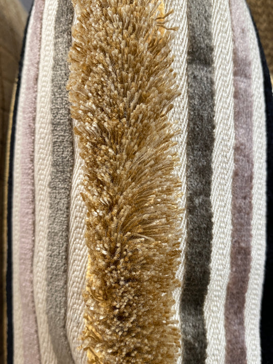 Stripe chenille cushion with fringing