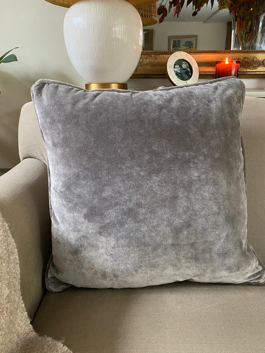 Grey luxury velvet cushion