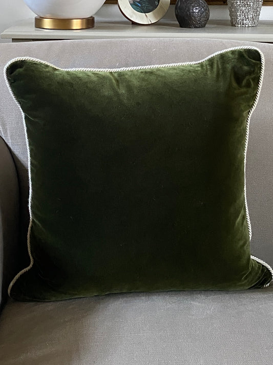 Rich green luxury velvet cushion