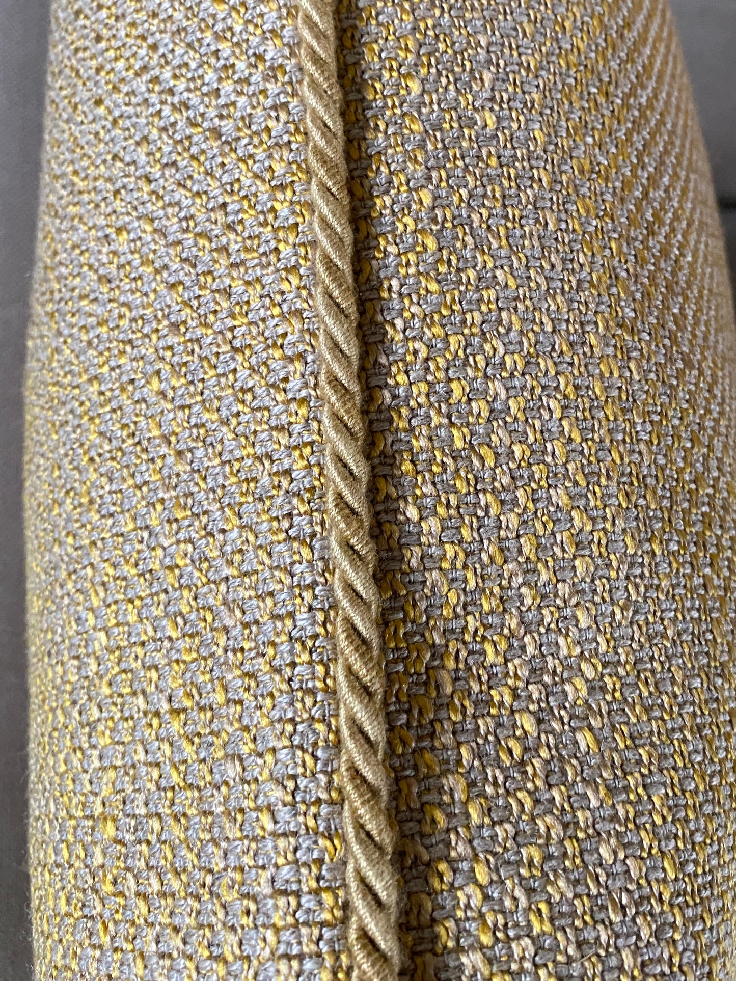 Warm gold luxury chenille cushion with gold cord trim