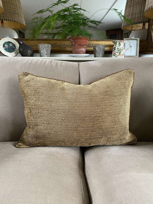 Antique gold chenille cushion