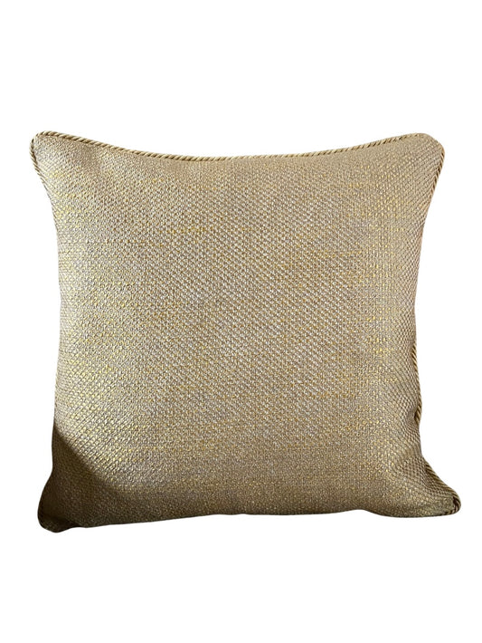 Warm gold luxury chenille cushion with gold cord trim