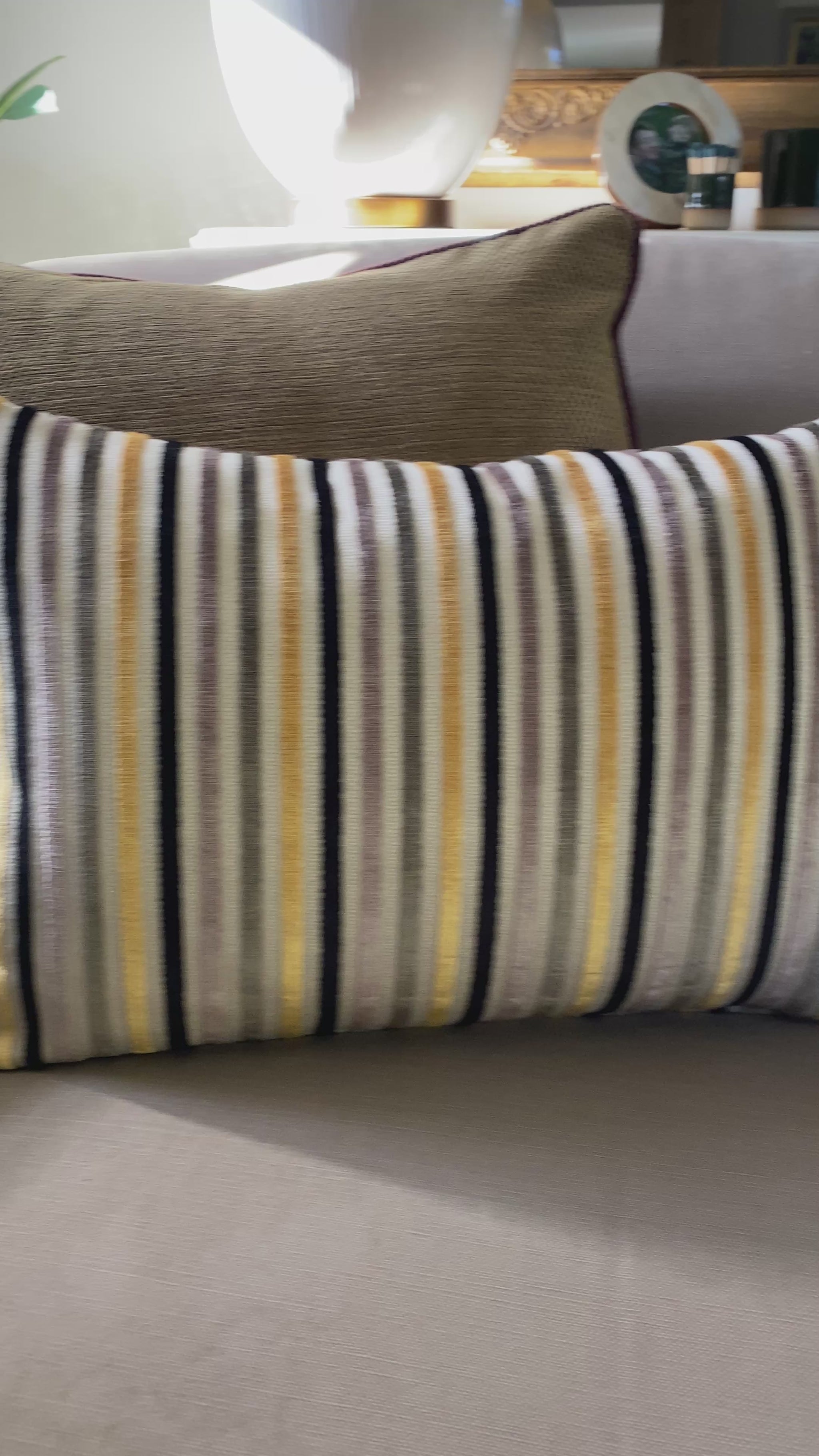 video to show striped cushion